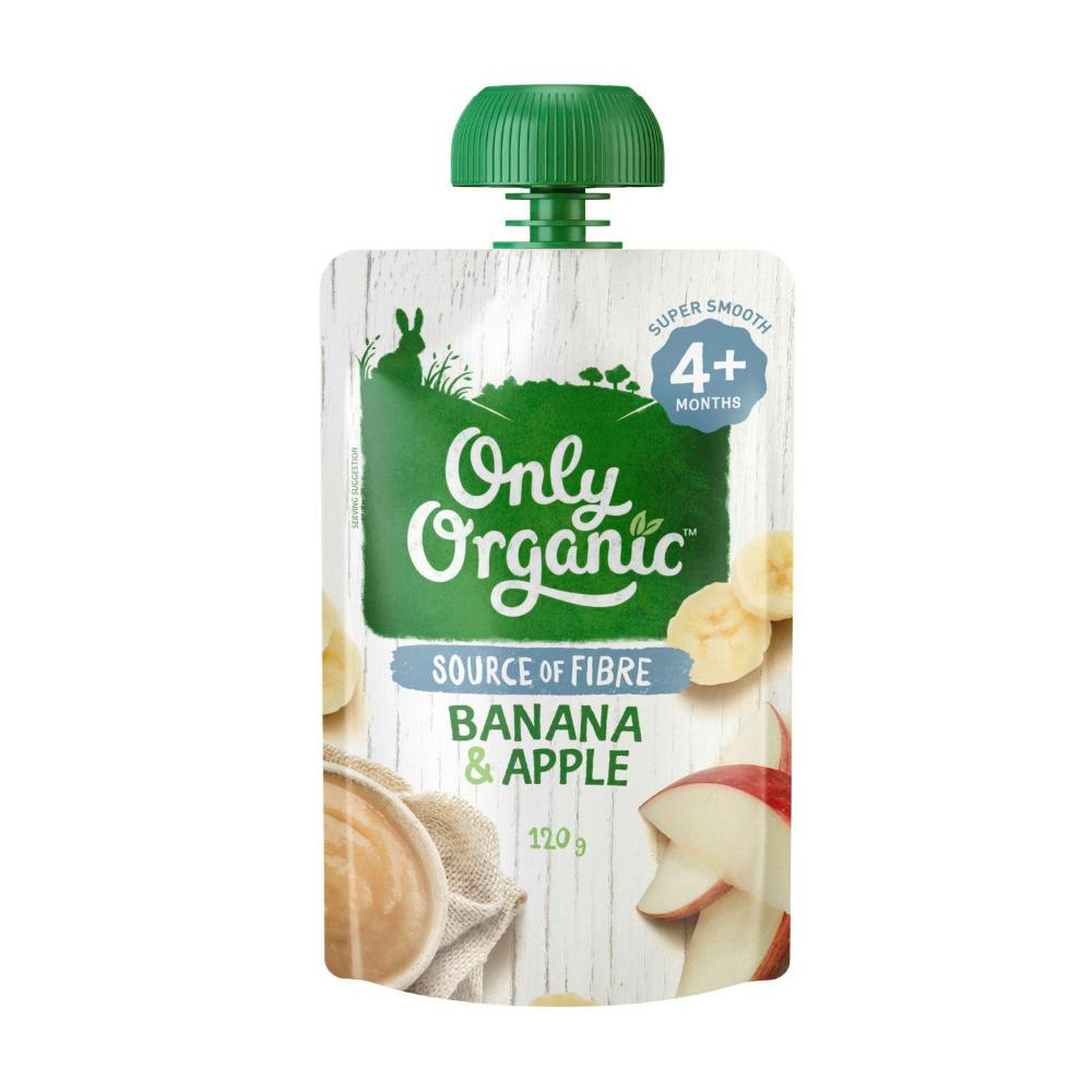 Only Organic Banana & Apple Pouch 4+ Months - 120g