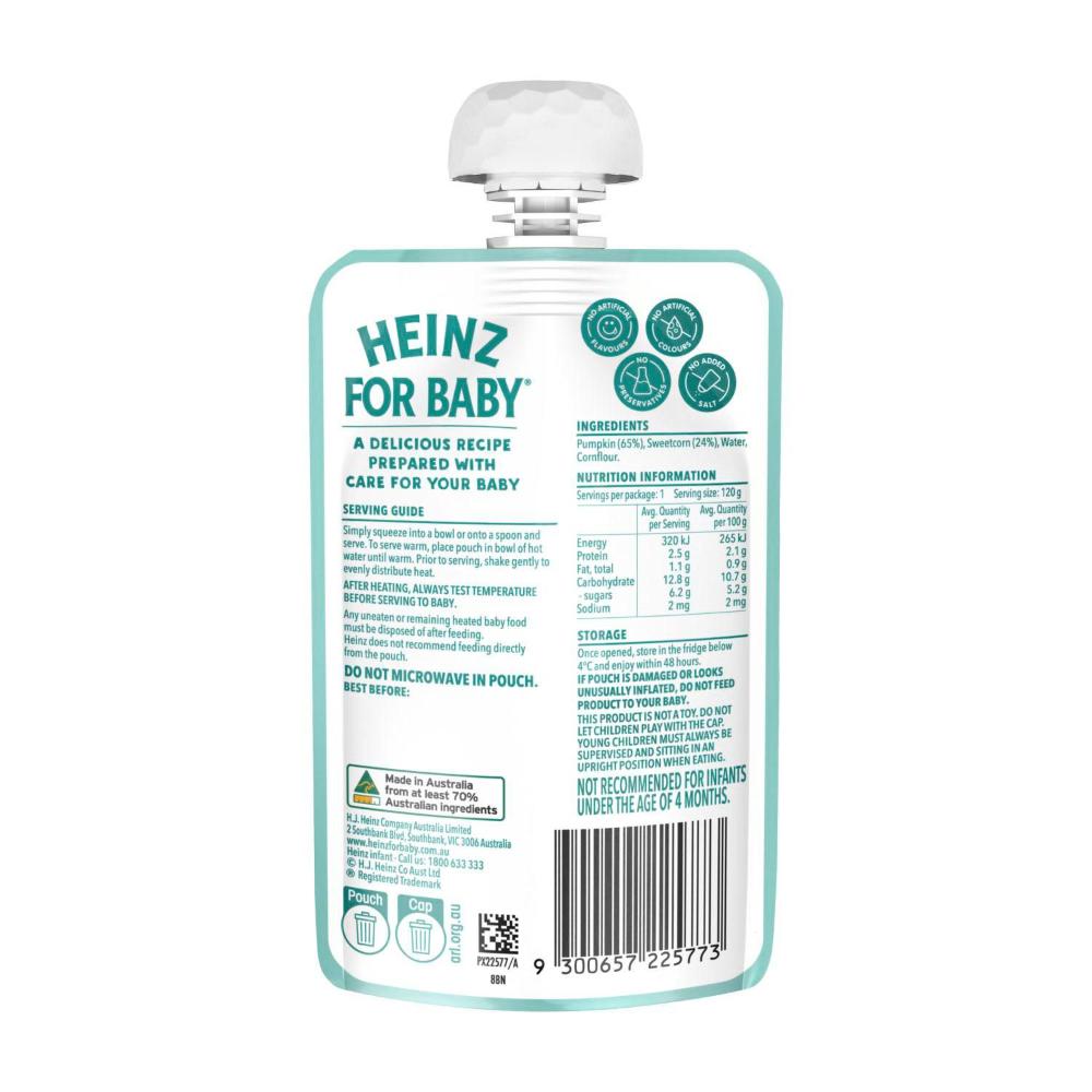 Heinz Pumpkin & Corn Baby Food Pouch 4+ Months - 120g