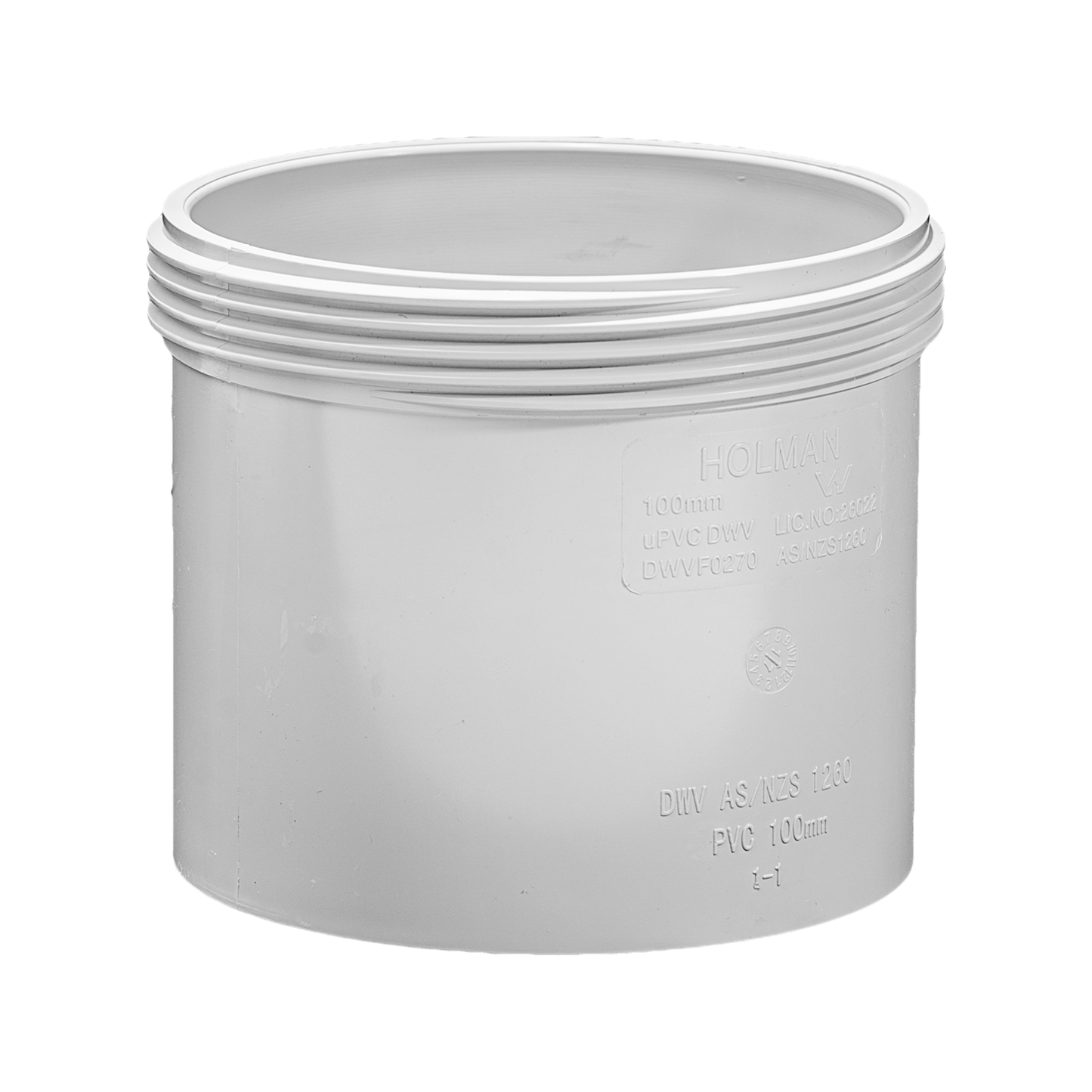 Holman PVC DWV Threaded Access Coupling - 100mm