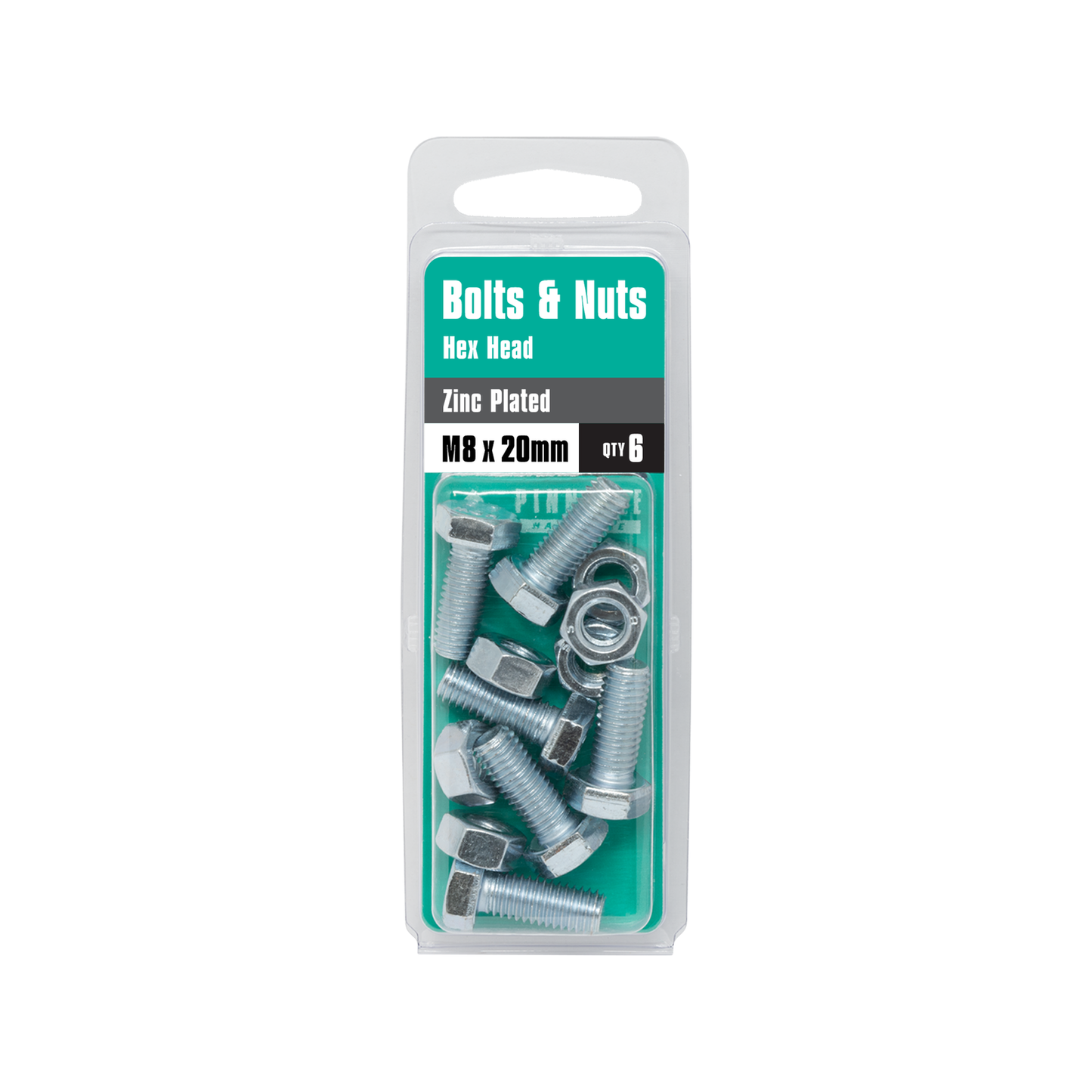 Pinnacle Hex Head Bolts and Nuts - M8 x 20mm - 6 Pack