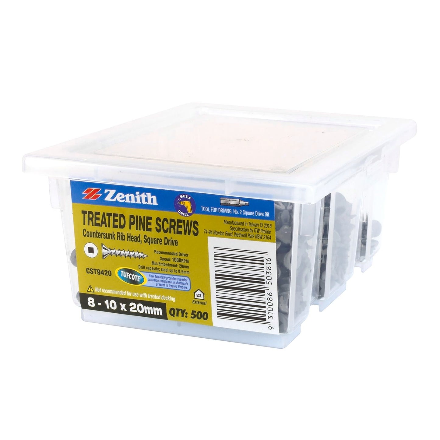 Zenith Treated Pine Screws - 10 x 20mm