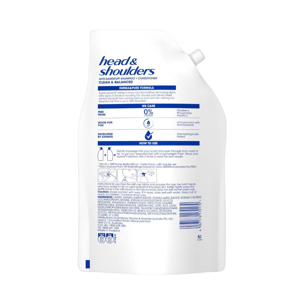 Head & Shoulders Clean & Balanced Refill 2 In 1 | 1.1L