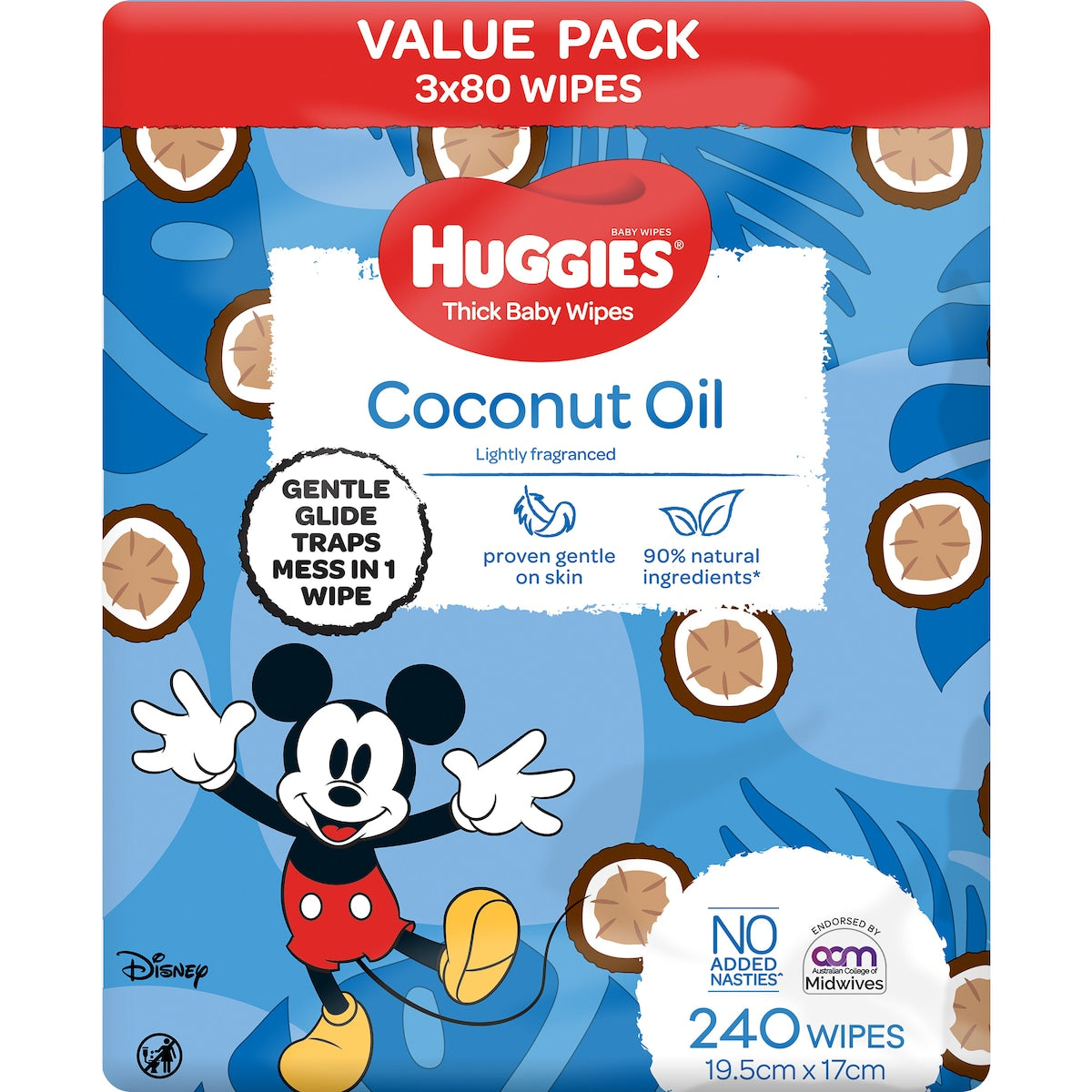 Huggies Thick Baby Wipes Coconut Oil 240 pack