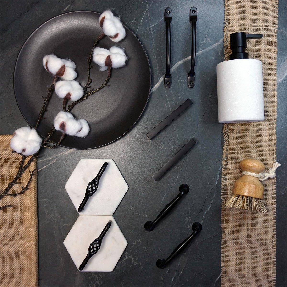 Lane Black Half Round Square Handle 96mm Zinc Alloy 4 Pack Matte Black