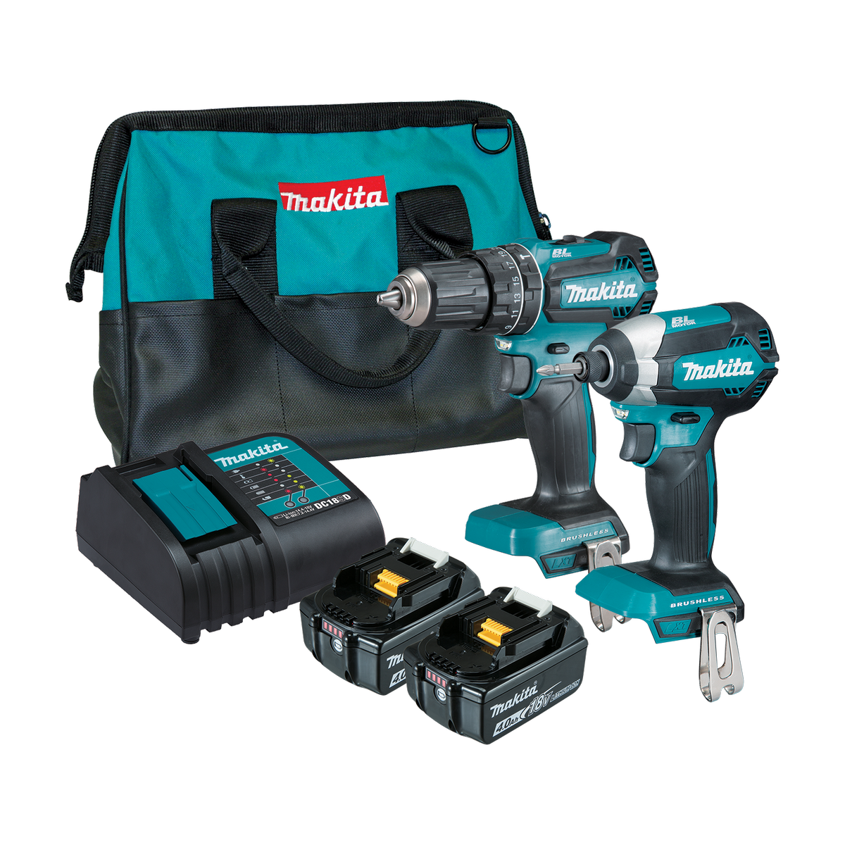 Makita 18V Brushless Combo Kit - 2 Piece - Plastic/Metal - Includes Batteries