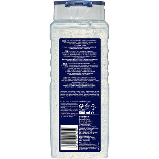 Nivea Men Pure Impact 3 In 1 Shower Gel & Body Wash 500ml