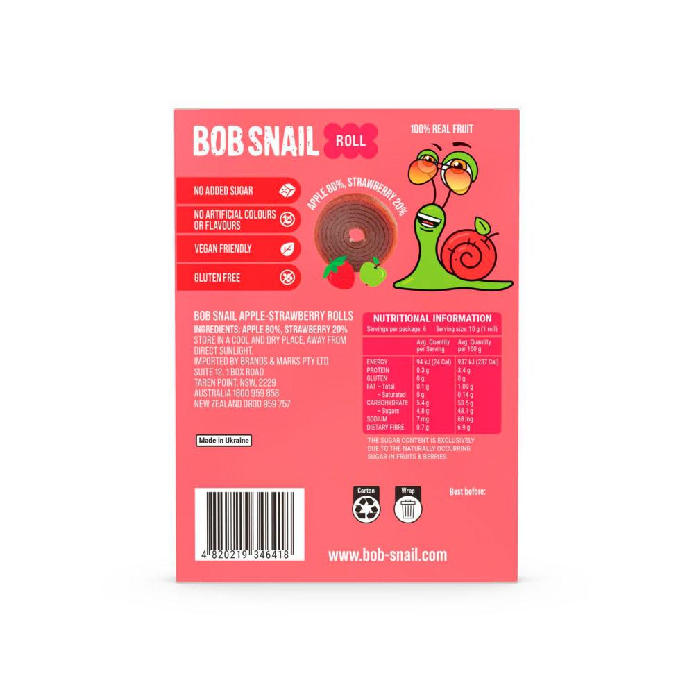 Bob Snail Fruit Roll Snack Apple Strawberry - 60g