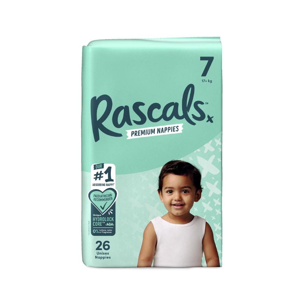 Rascals Premium Nappies Size 7 (17+kg) - 26 Pack