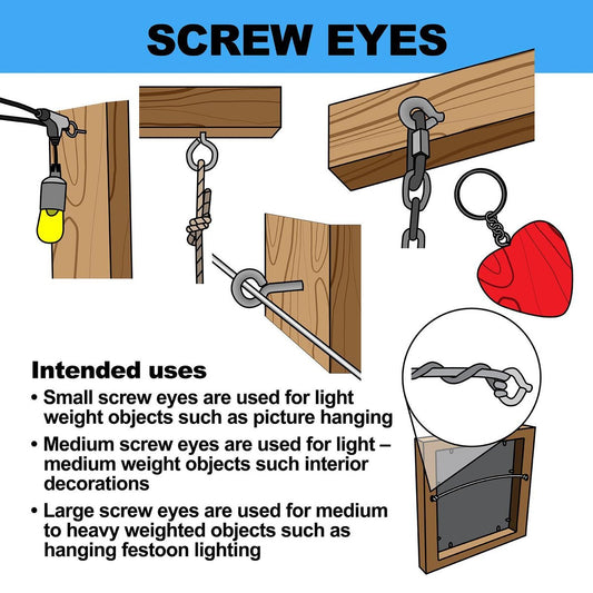 Everhang Screw Eye Hook - 4mm - Zinc Plated - Light Duty - 25 Pack