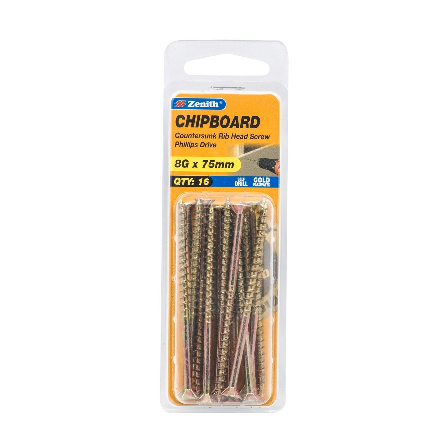 Zenith 8g x 75mm - Gold - 16 Pack