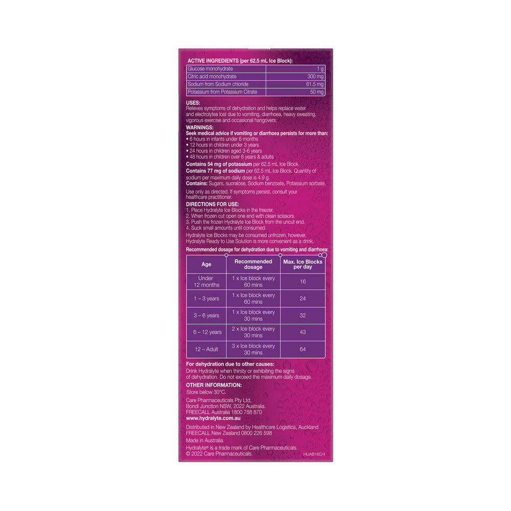 Hydralyte Ice Block Apple Blackcurrant - 16 pack