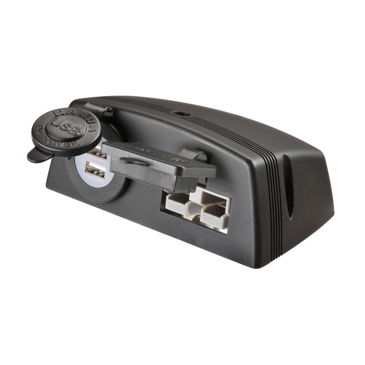 Narva Heavy Duty Twin Surface Mount Connector - 12V 50A - Dual USB - Black