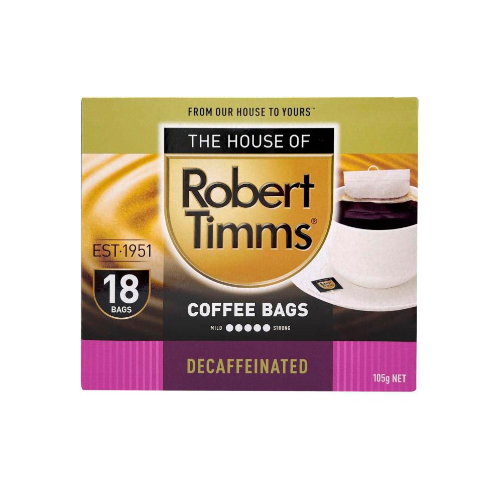 Robert Timms Decaffeinated Coffee Bags 105g - 18 pack