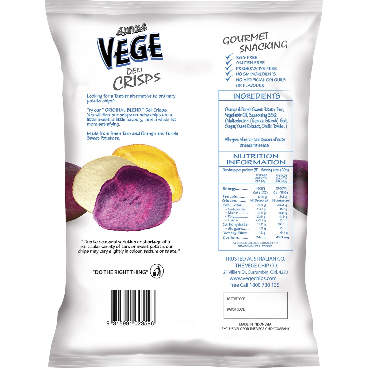 Vege Chips Deli Crisps Original 100g