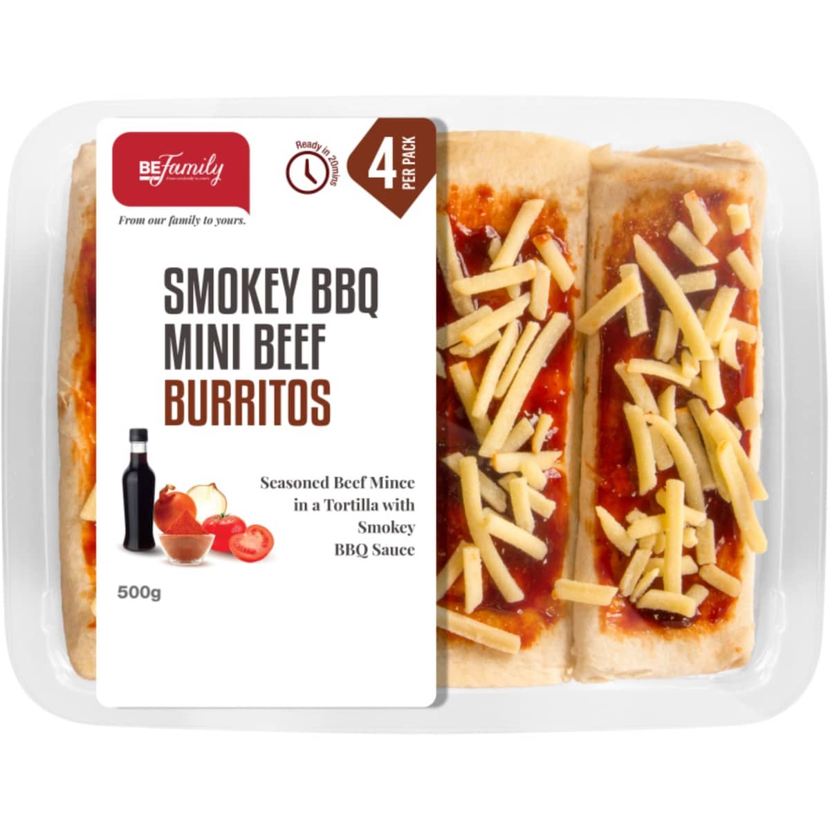 Be Family Smokey Bbq Mini Beef Burrito 500g