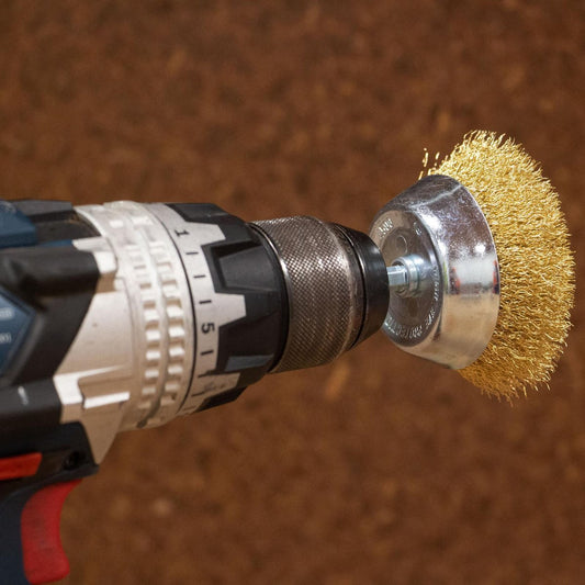 Josco 75mm Cup Brush - Brass Coated High Carbon Steel - Rust Removal
