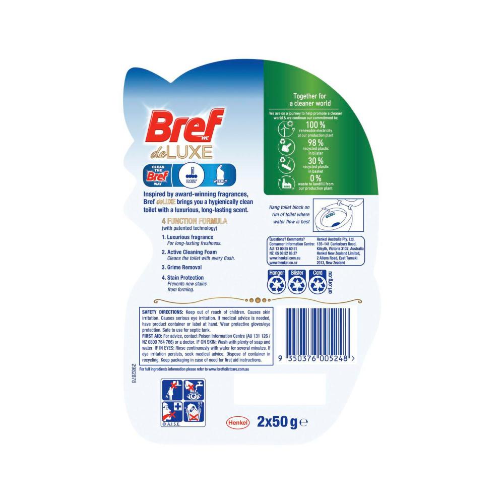 Bref Deluxe Toilet Cleaner Rim Block Lovely Jasmine 2x50g - 100g