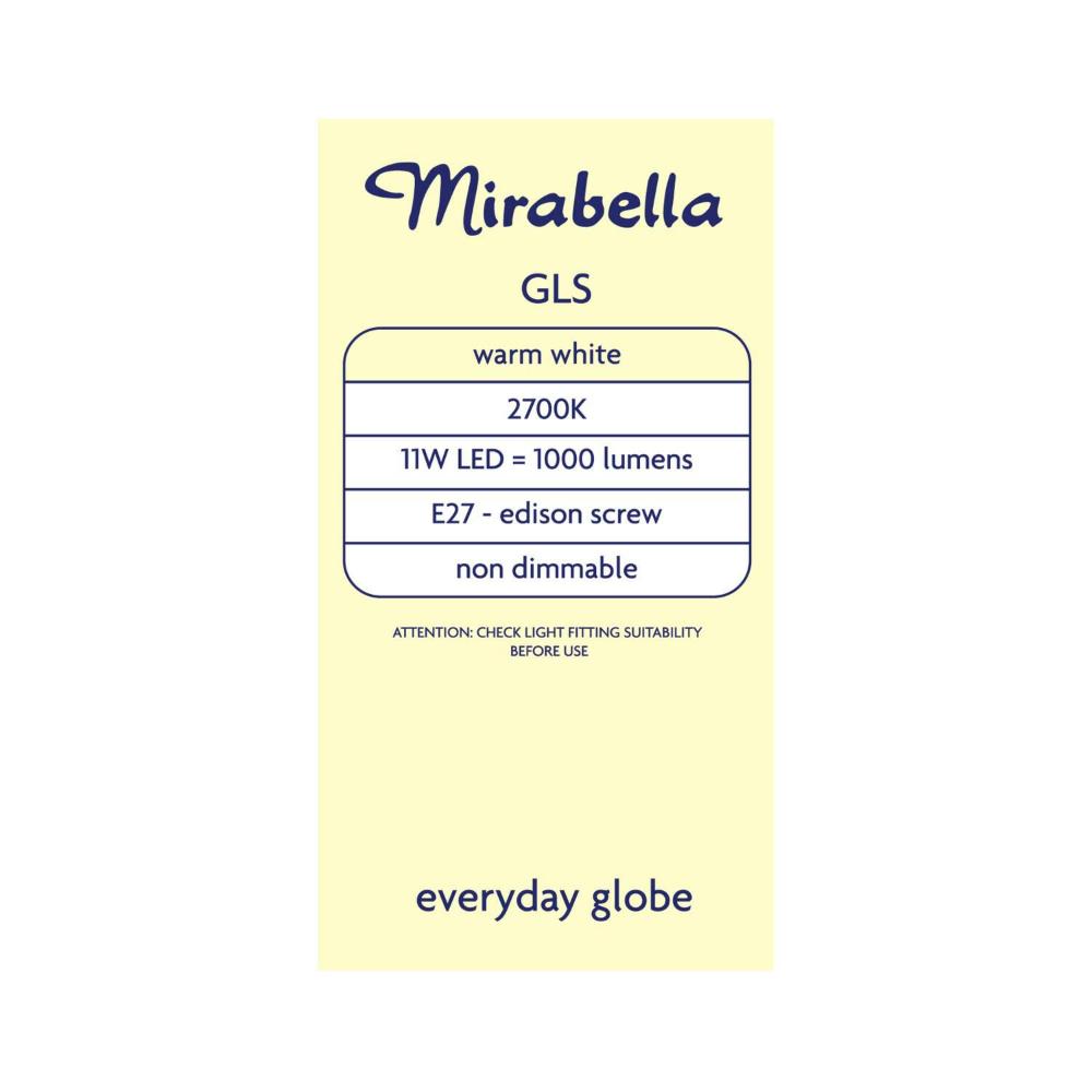 Miirabella Led Gls BC 11w 1000lum 2700k Warm White Brand A60 - 2 pack
