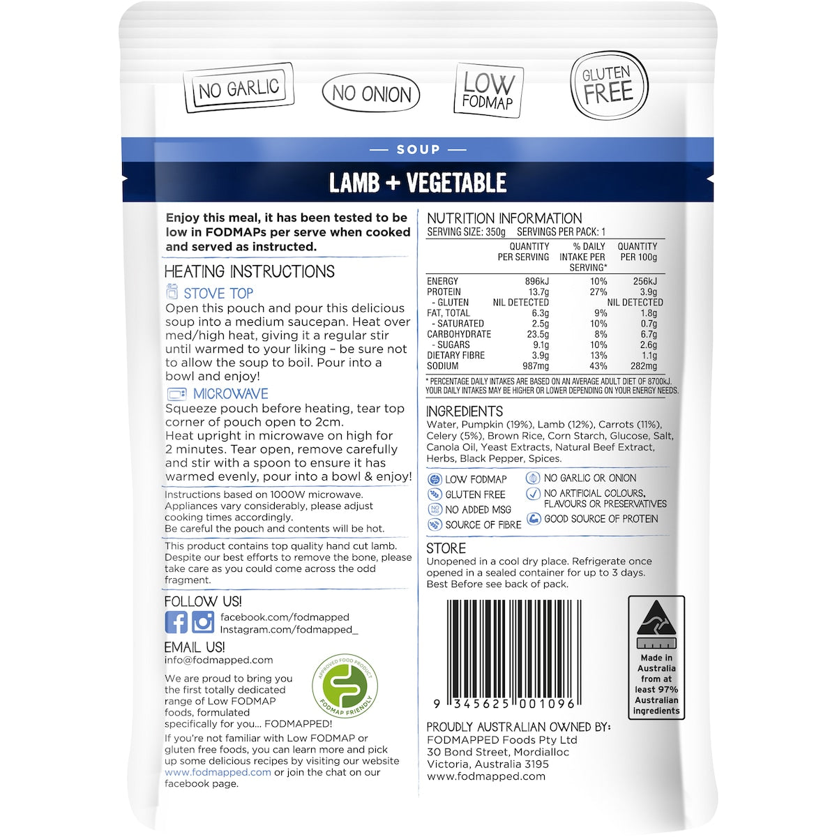 Fodmapped For You Lamb & Vegetable Soup 500g