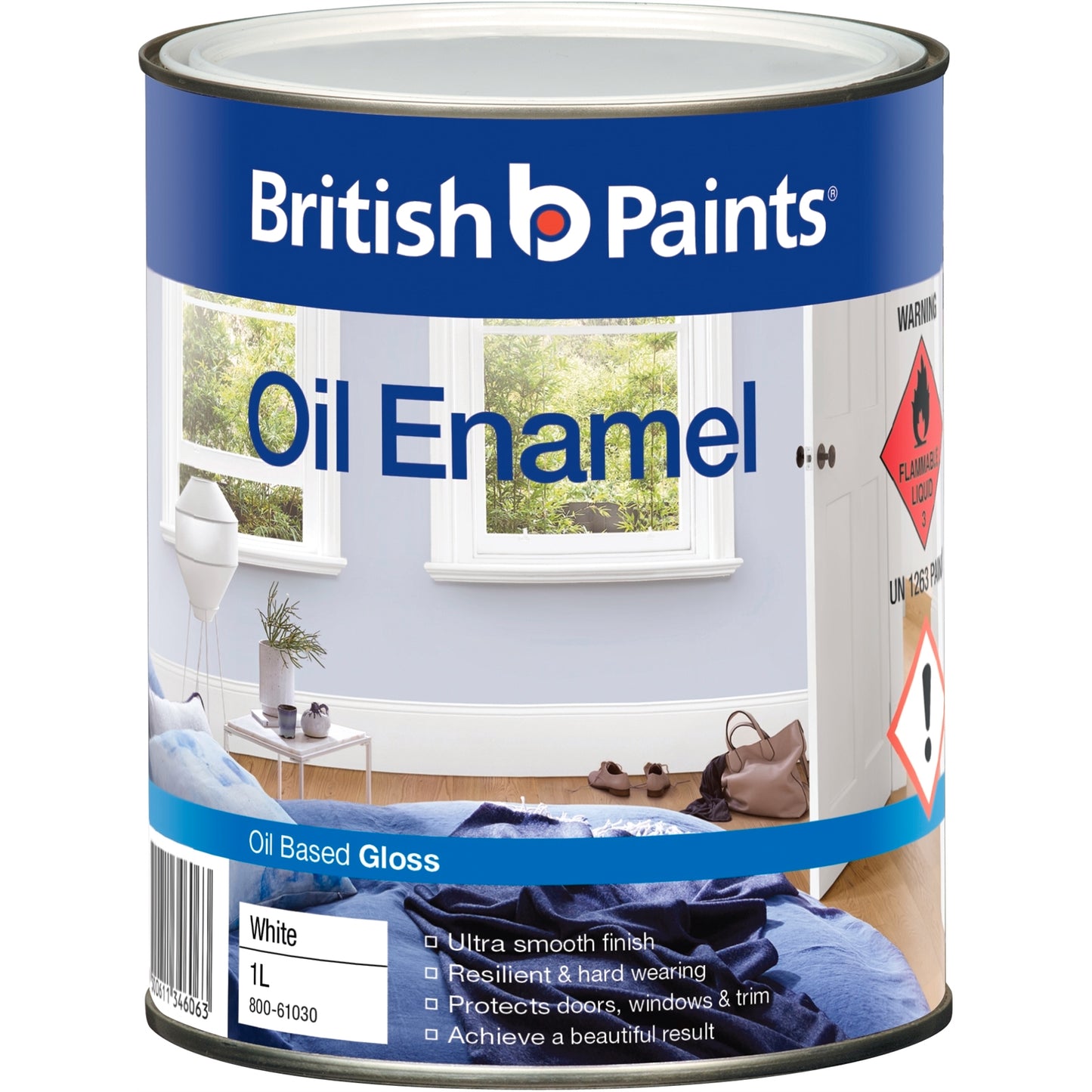 British Paints White Gloss Enamel Paint - 1L