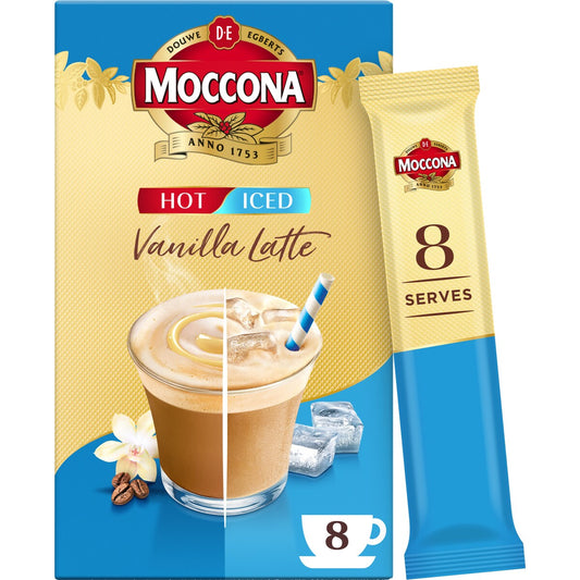 Moccona Hot/Iced Vanilla Latte Sachets 8 Pack, 1pc