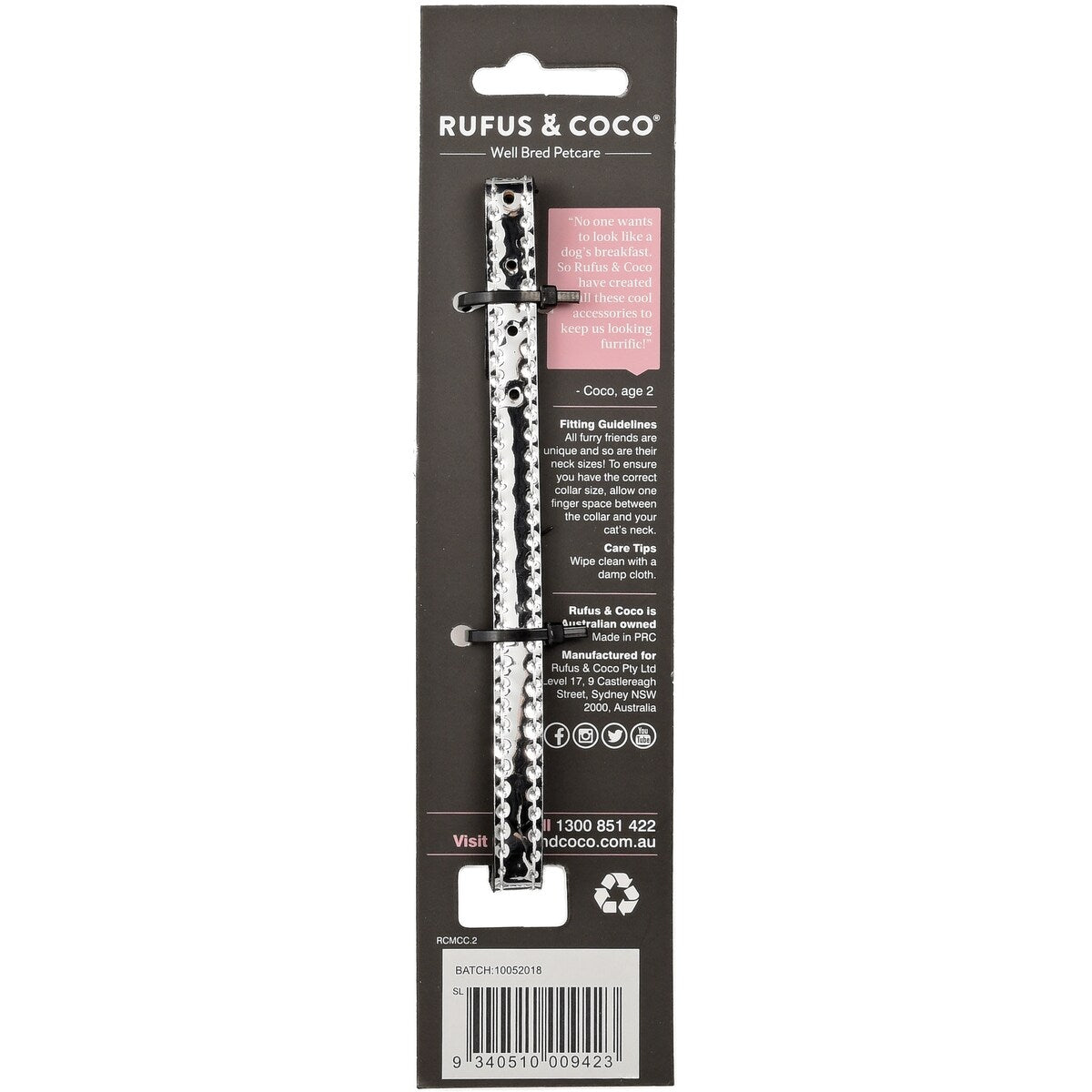 Rufus & Coco Designer Cat Collar Assorted Each