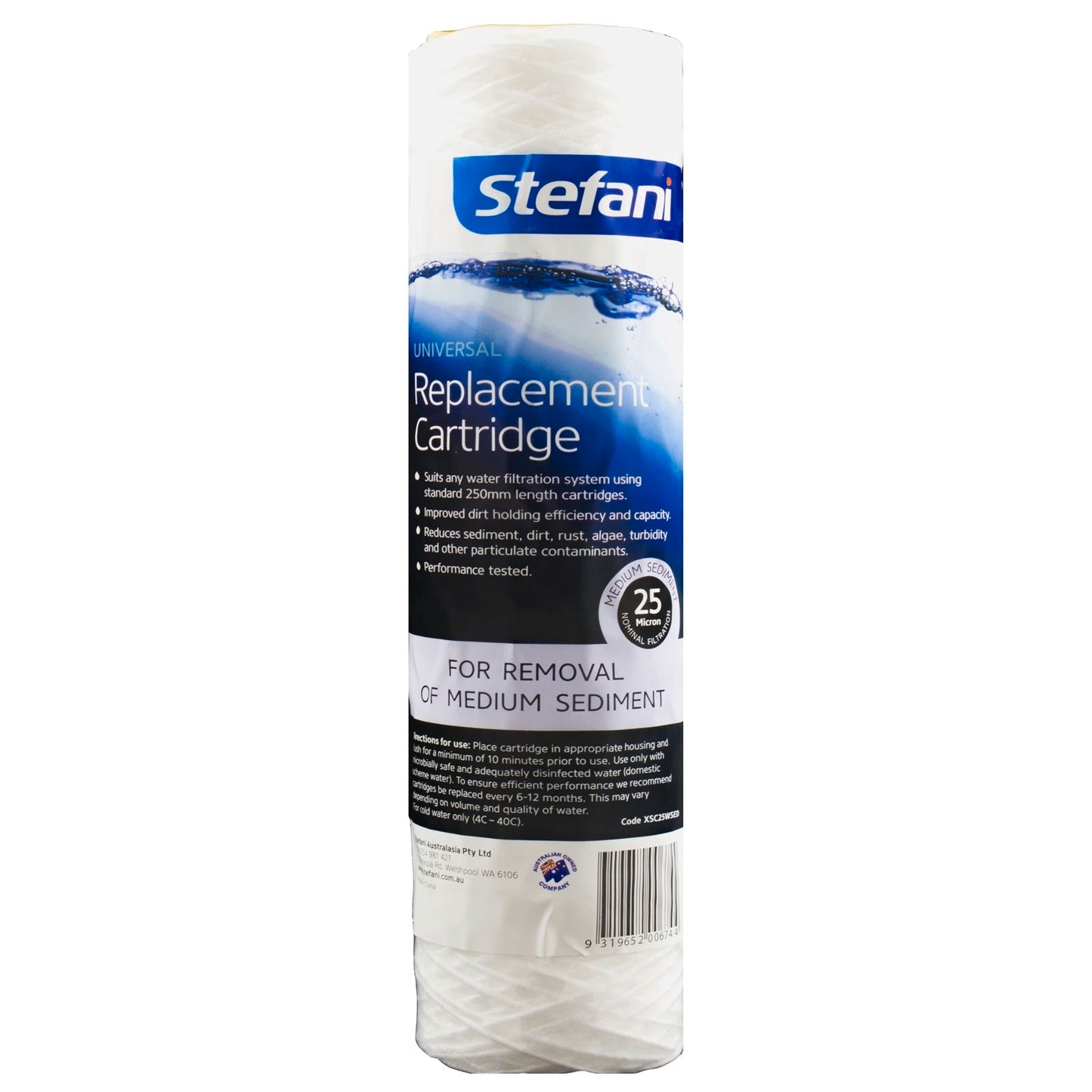 Stefani Medium Sediment Universal Replacement Cartridge - 25 Micron - 250mm