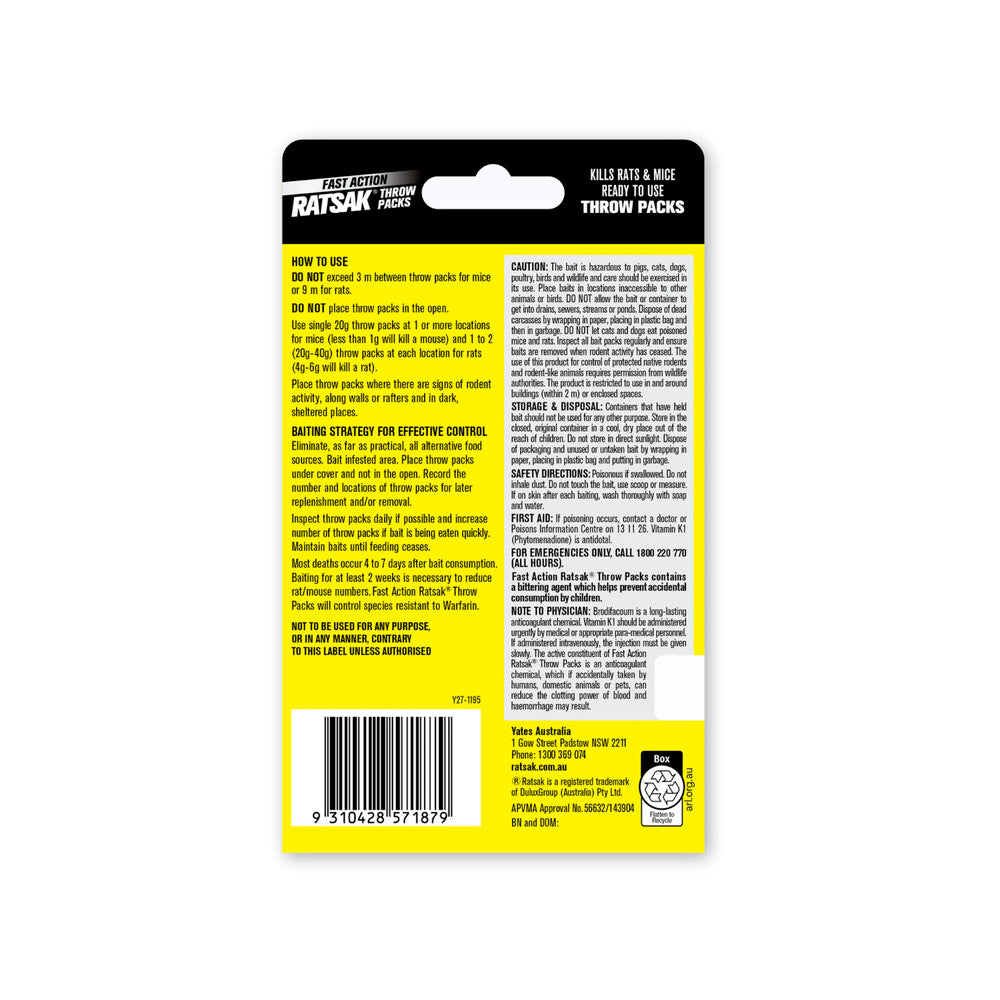 Ratsak One Shot Bait Throw Packs - 100g