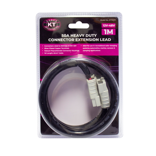 Kt Solar HD Connector - 50A Extension Lead - 1m - Black