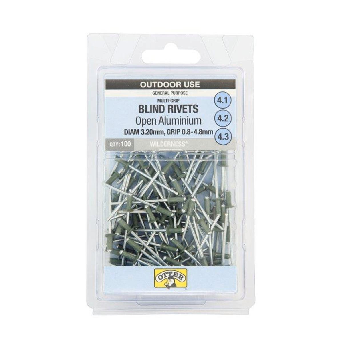 Otter Multi Grip Open Aluminium Blind Rivets 3.2 x 0.8-4.8mm 100 Pack