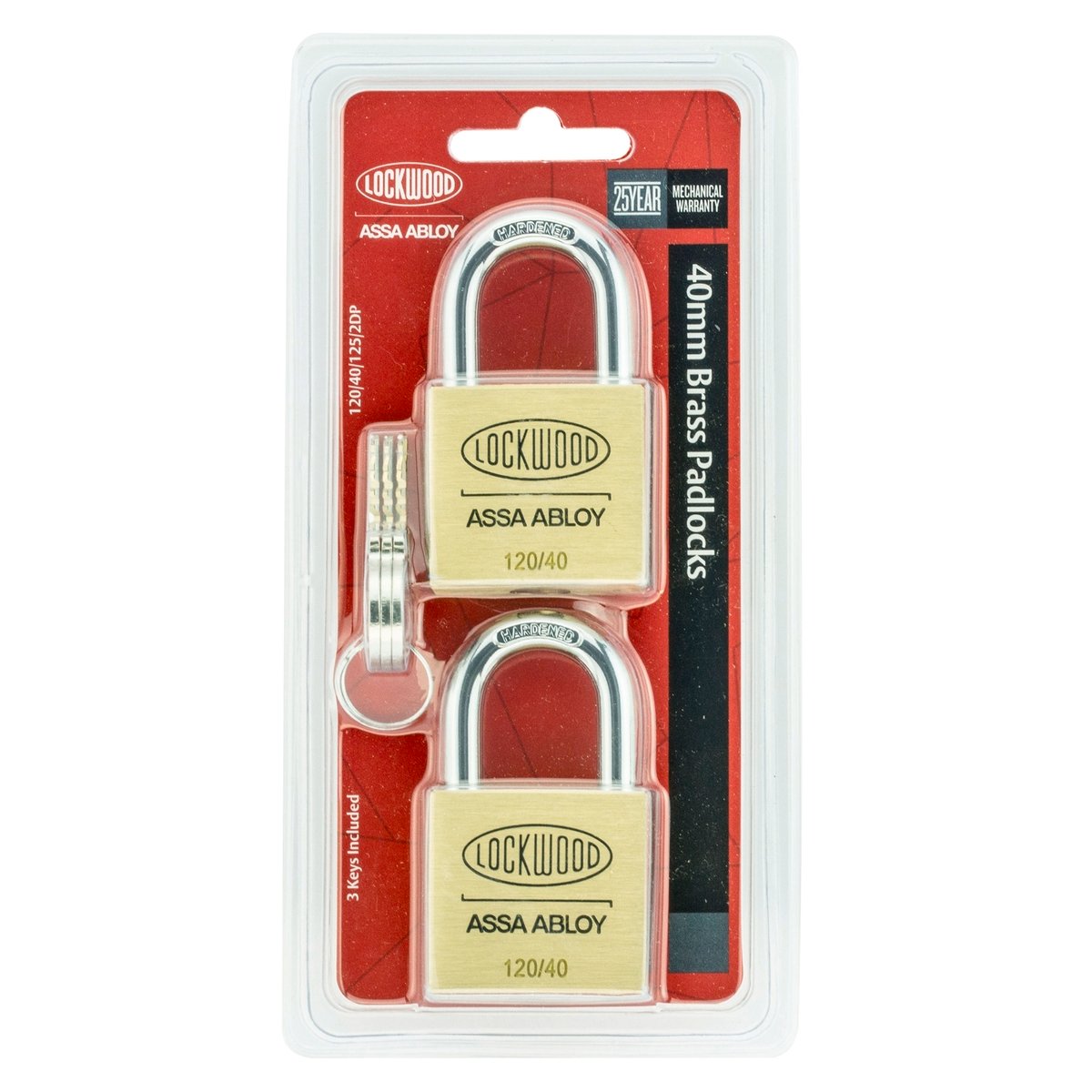 Lockwood Padlock - 40mm - Brass - Heavy Duty 2 Pack