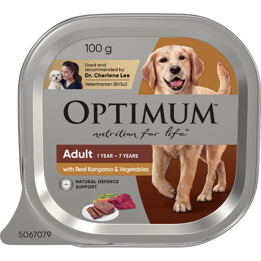 Optimum Grain Free Kangaroo & Vegetables Wet Dog Food Tray 100g