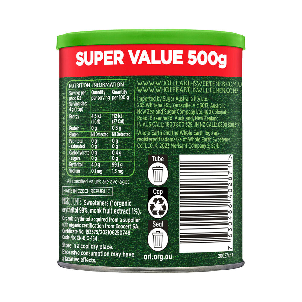 Whole Earth Sweetner Monkfruit White Canister - 500g