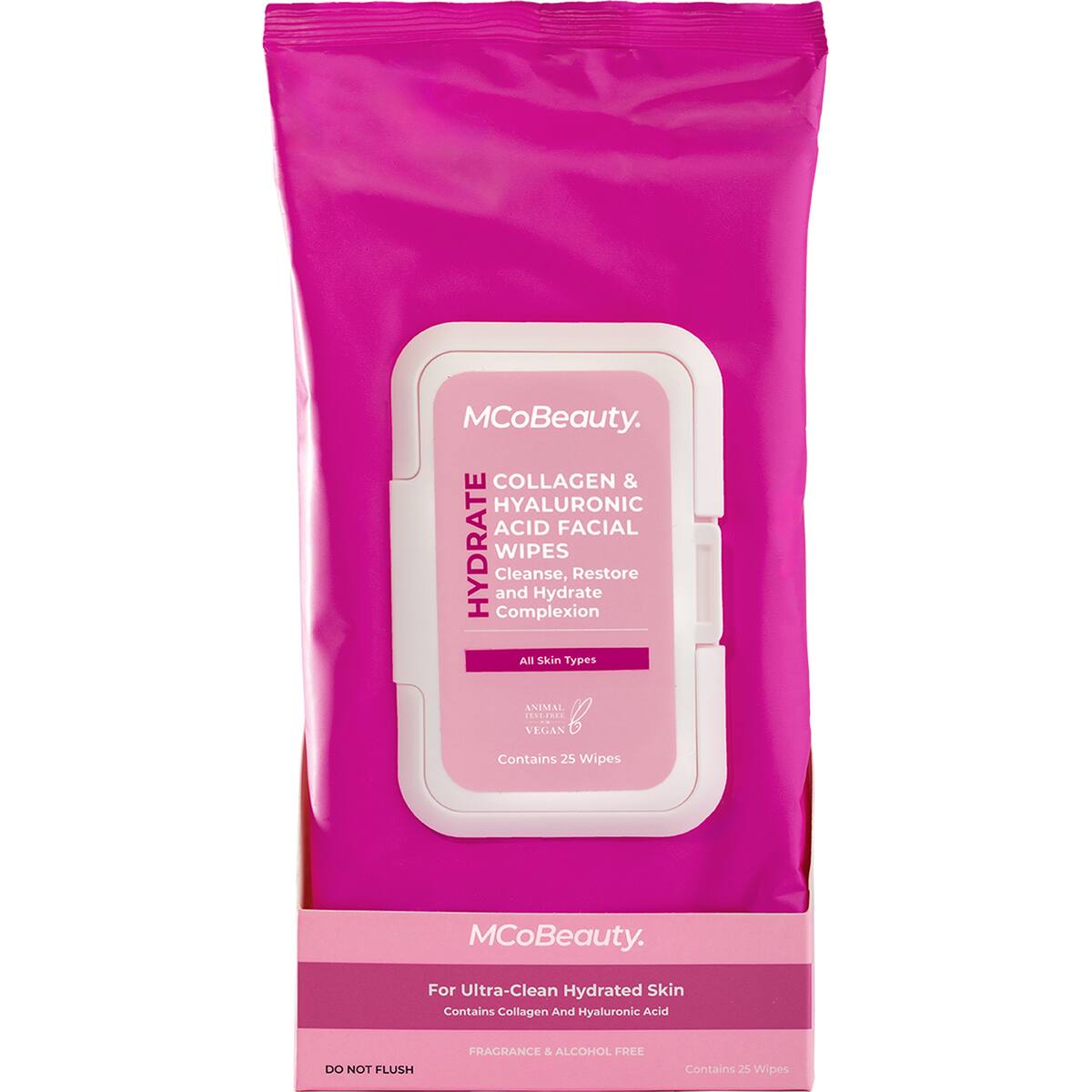 Mcobeauty Hydrate Collagen & Hyaluronic Acid Facial Wipes 25 Pack