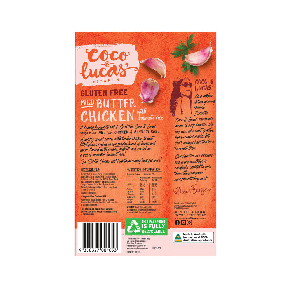 Coco & Lucas Gluten Free Butter Chicken & Basmati - 270g