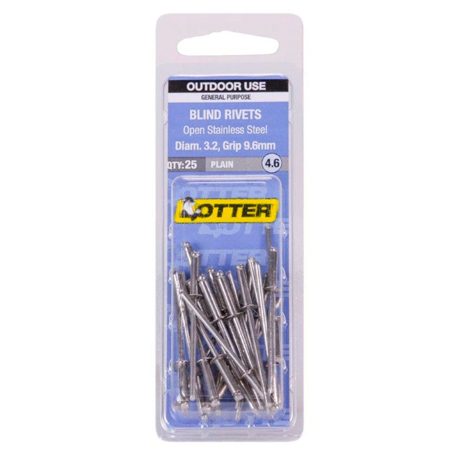 Otter Open Stainless Steel Blind Rivets - 2 x 9.6mm - 25 Pack