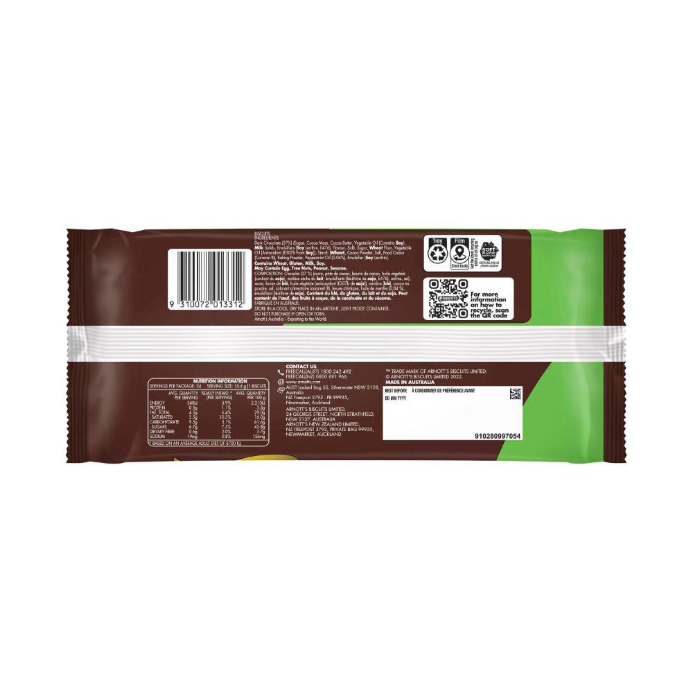 Arnott's Family Pack Biscuits Choc Mint Slice - 365g