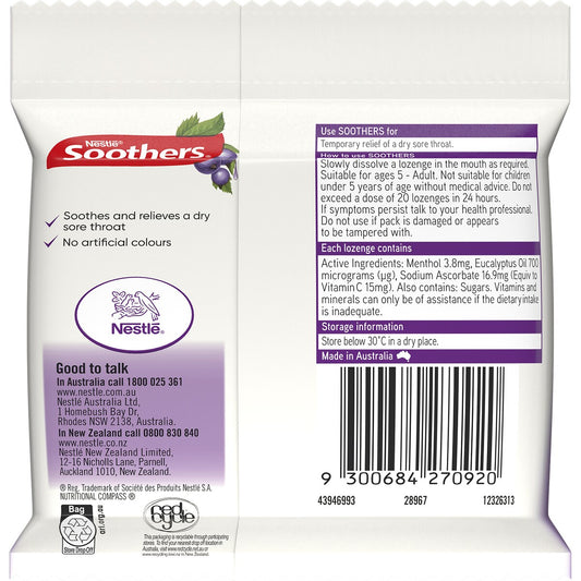 Nestle Soothers Throat Lozenges Blackcurrant 30 pack