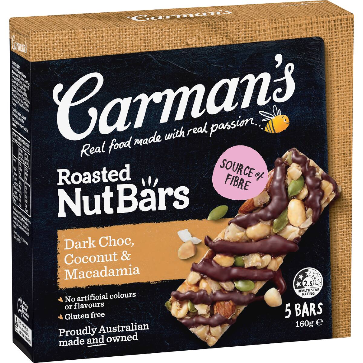 Carman's Nut Bars Dark Chocolate Coconut & Macadamia 5 Pack