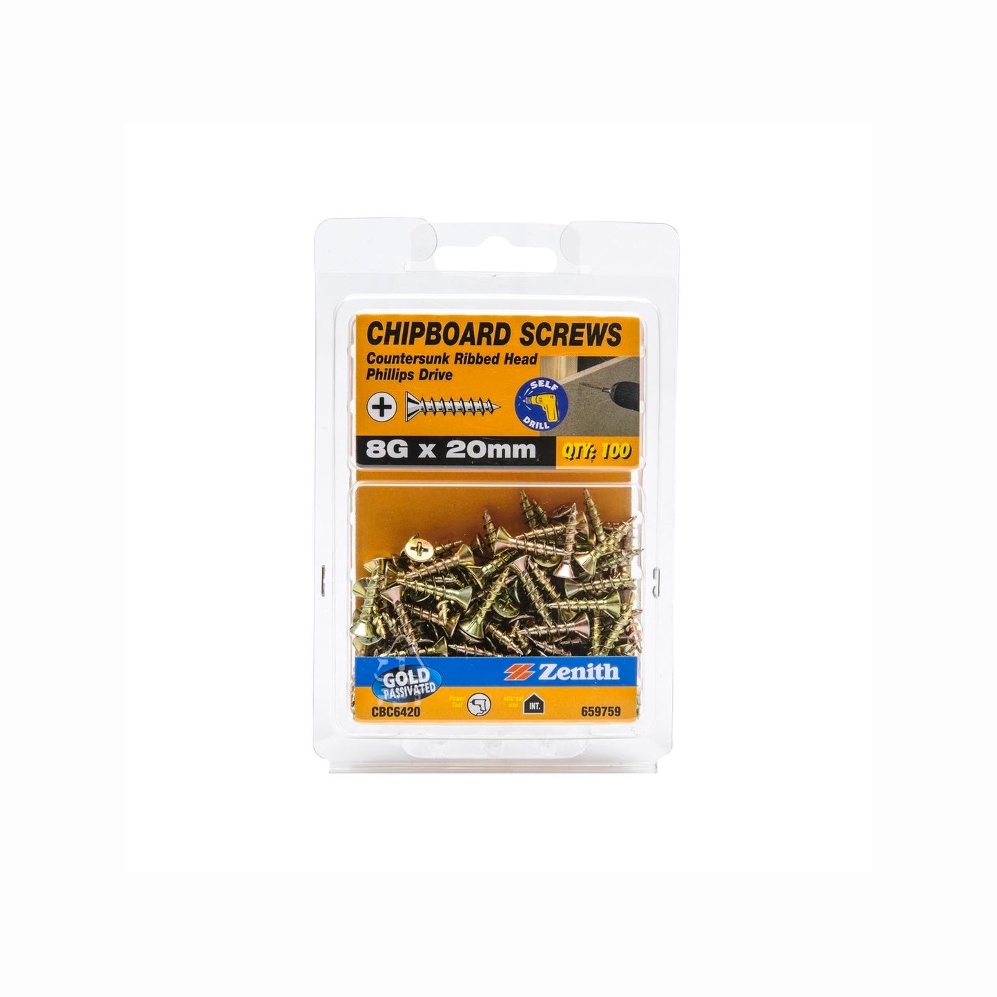 Zenith 8g x 20mm - Gold - 100 Pack