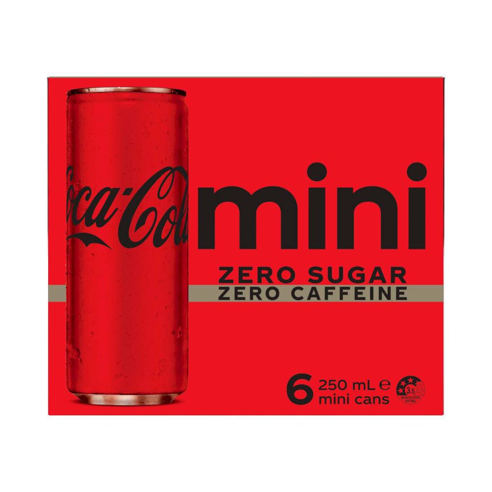 Coca-Cola Zero Sugar Caffeine Free Coke Soft Drink 6x250ml
