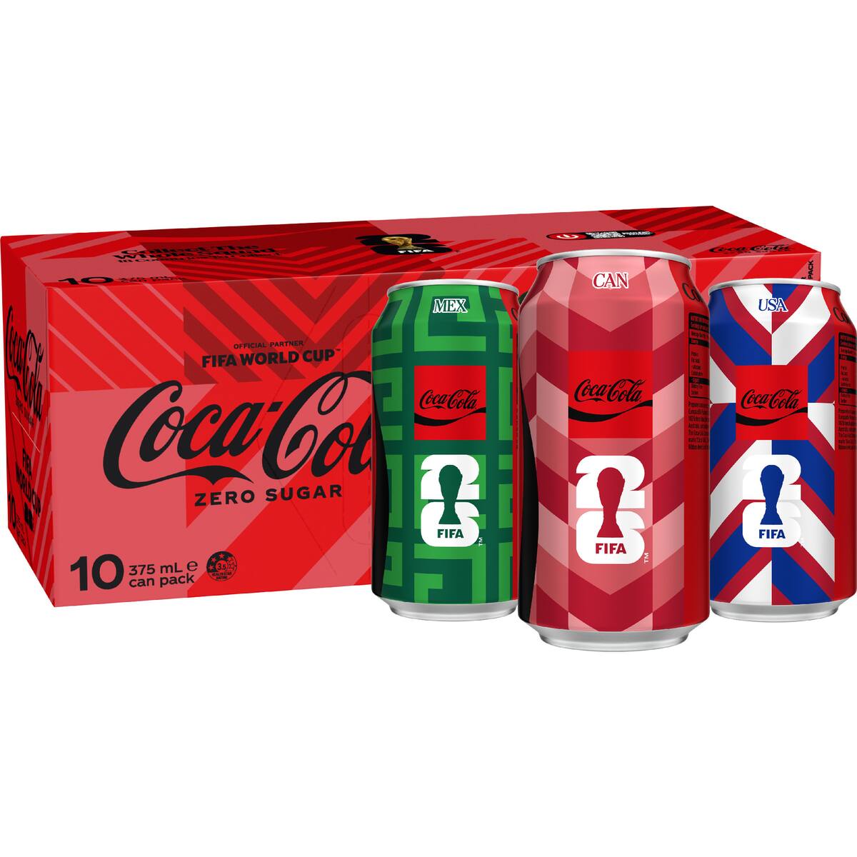 Coca-cola Zero Sugar Soft Drink Cans 375ml X 10 Pack