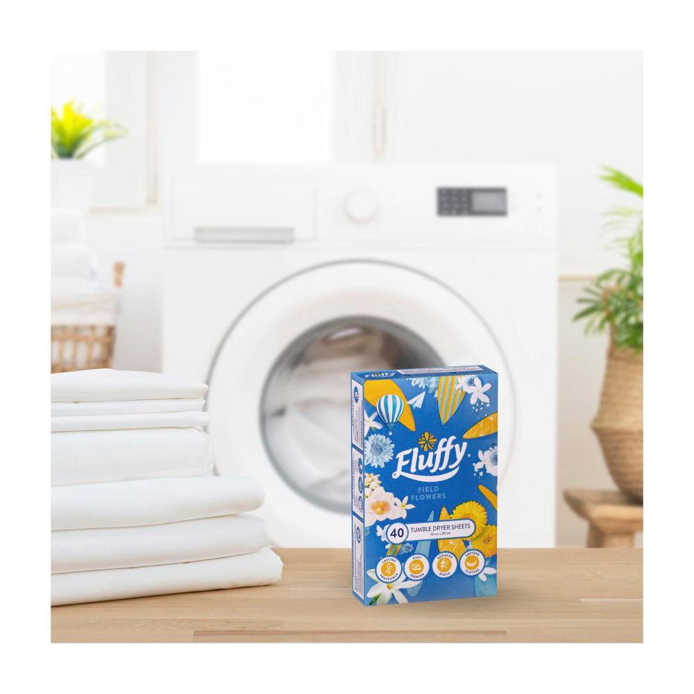 Fluffy Dryer Sheets Fabric Softener Conditioner Field Flowers - 40 pack