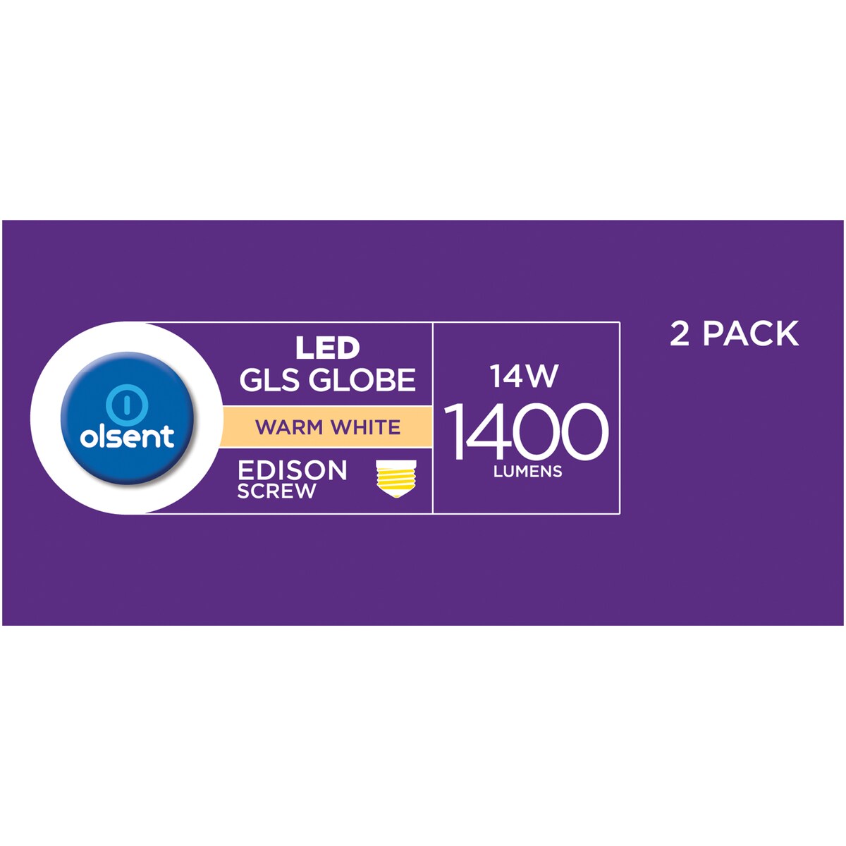 Olsent Led Gls Es 14w 1400lm Ww 2 Pack
