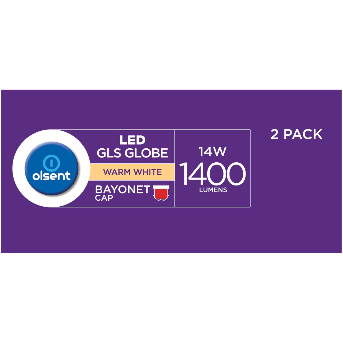 Olsent LED GLS BC 14W 1400lm WW 2 pack