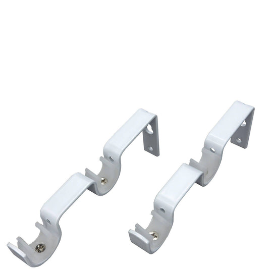 Pillar Double Curtain Rod Bracket White 16 & 25mm 1 Pair