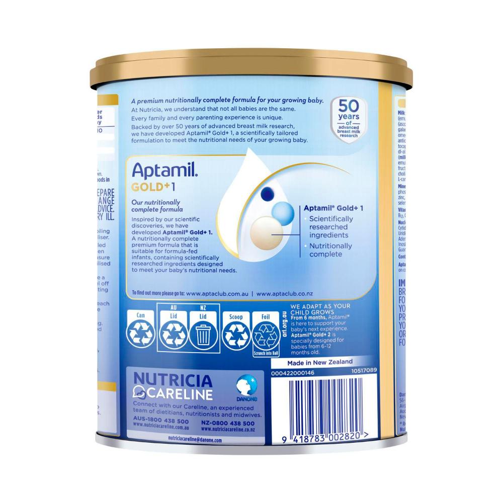 Aptamil Gold+ 1 Baby Infant Formula From 0-6 Months - 900g