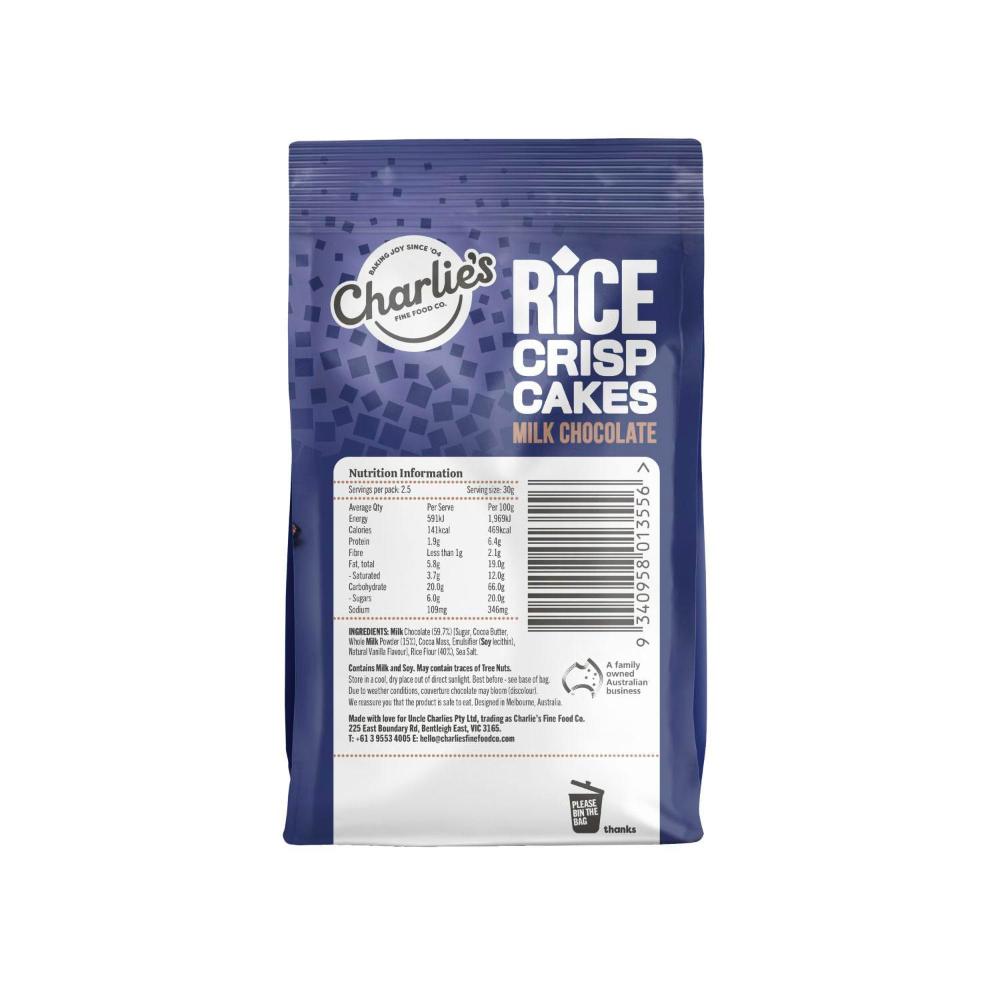 Charlie's Mini Rice Square Crisps Milk Chocolate - 80g