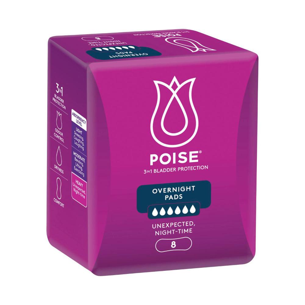 Poise Pads For Bladder Leaks Overnight - 8 pack