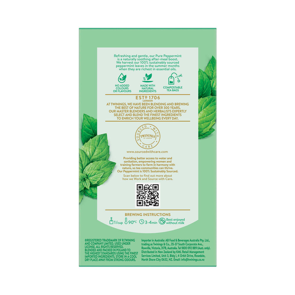Twinings Pure Peppermint Herbal Infusions Tea Bags 40 Pack - 80g